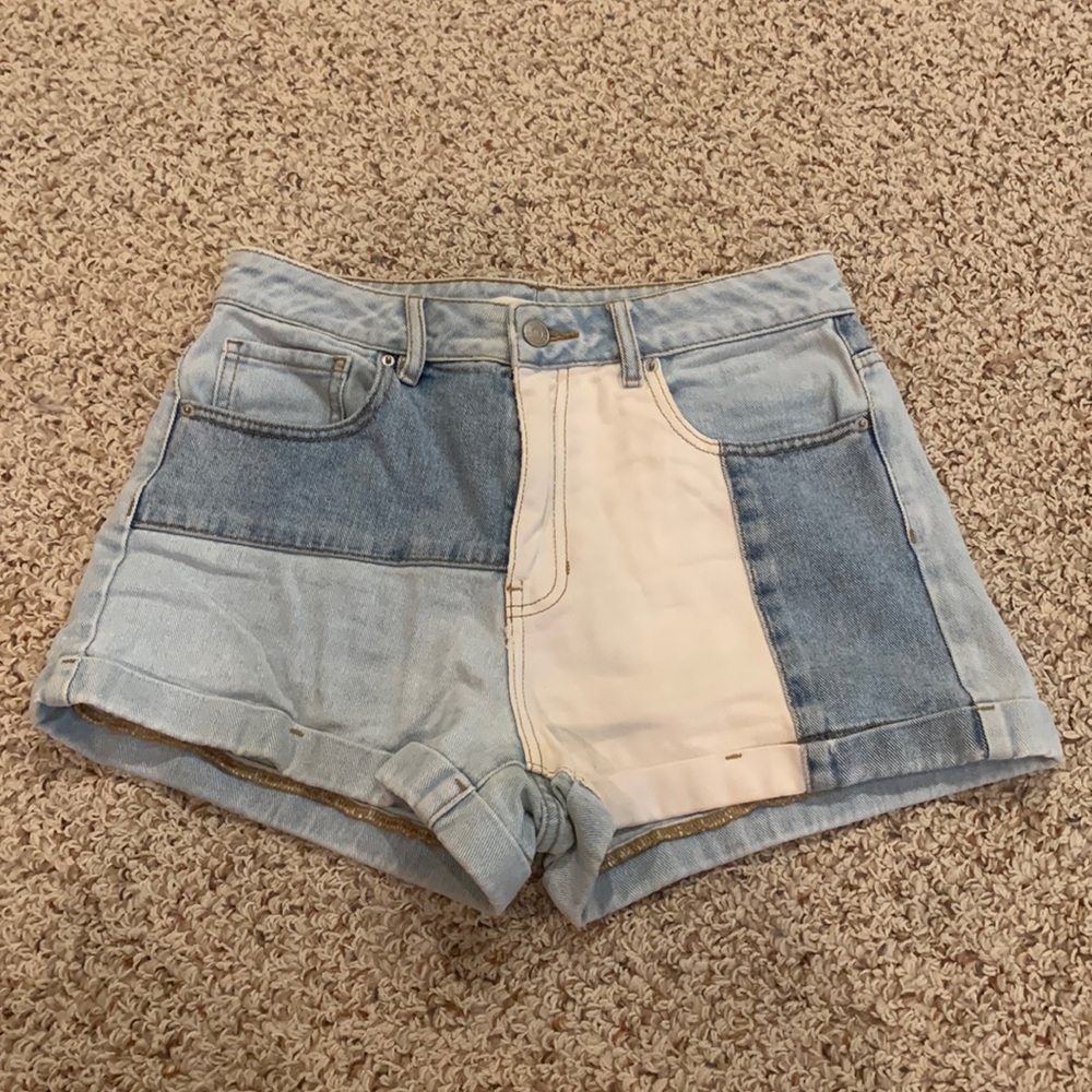 PacSun Patchwork High Rise Mom Shorts